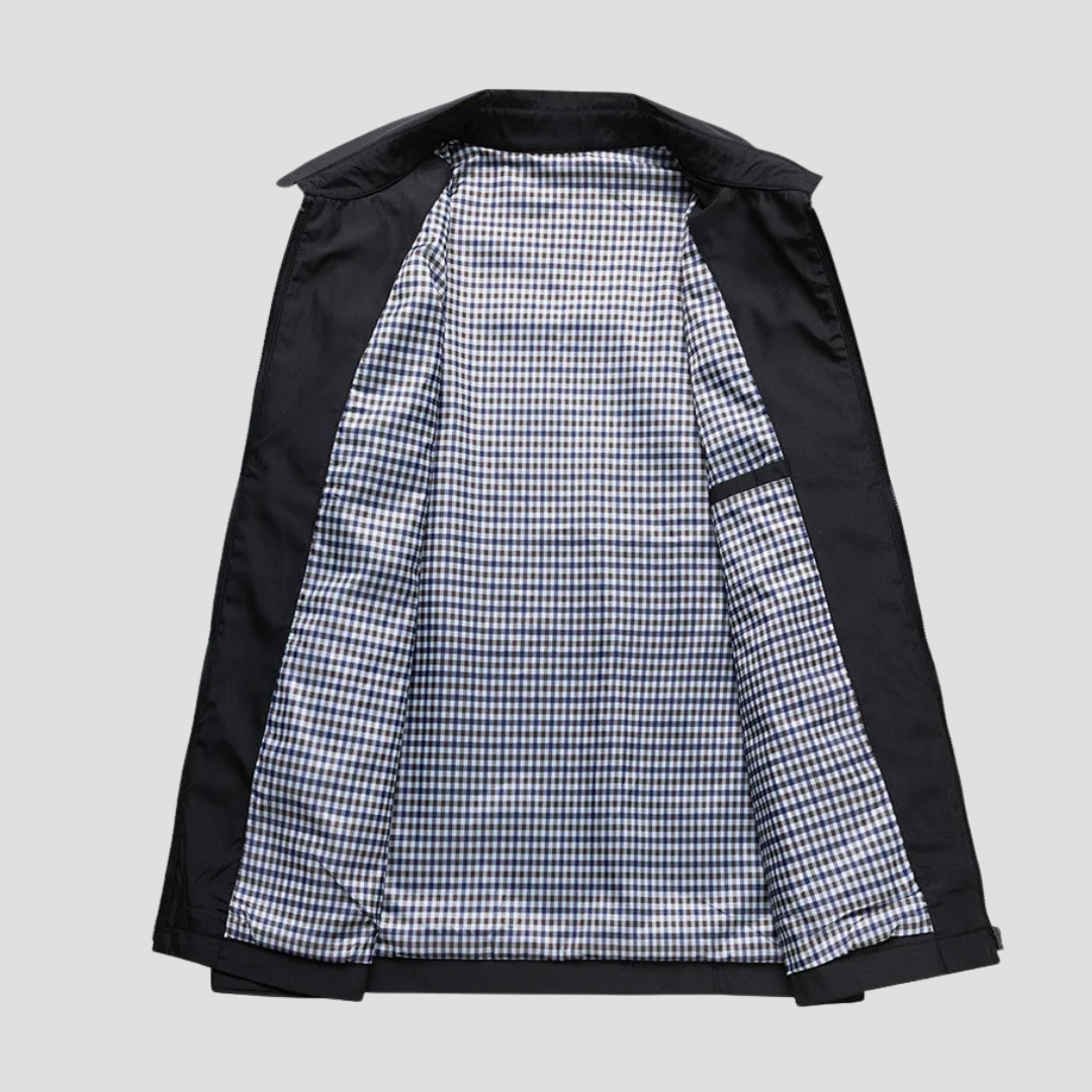 Veste imperméable homme zippée, doublure à carreaux