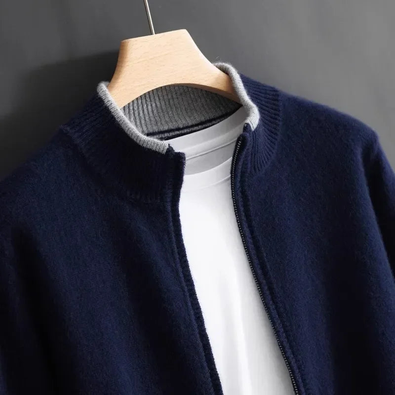 Veste zippée homme, kaki, gris ou bleu marine, du S au 2XL, bleu marine