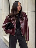 Veste zippée rouge vin, coupe structurée, du S au L