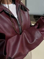 Veste zippée rouge vin, coupe structurée, du S au L