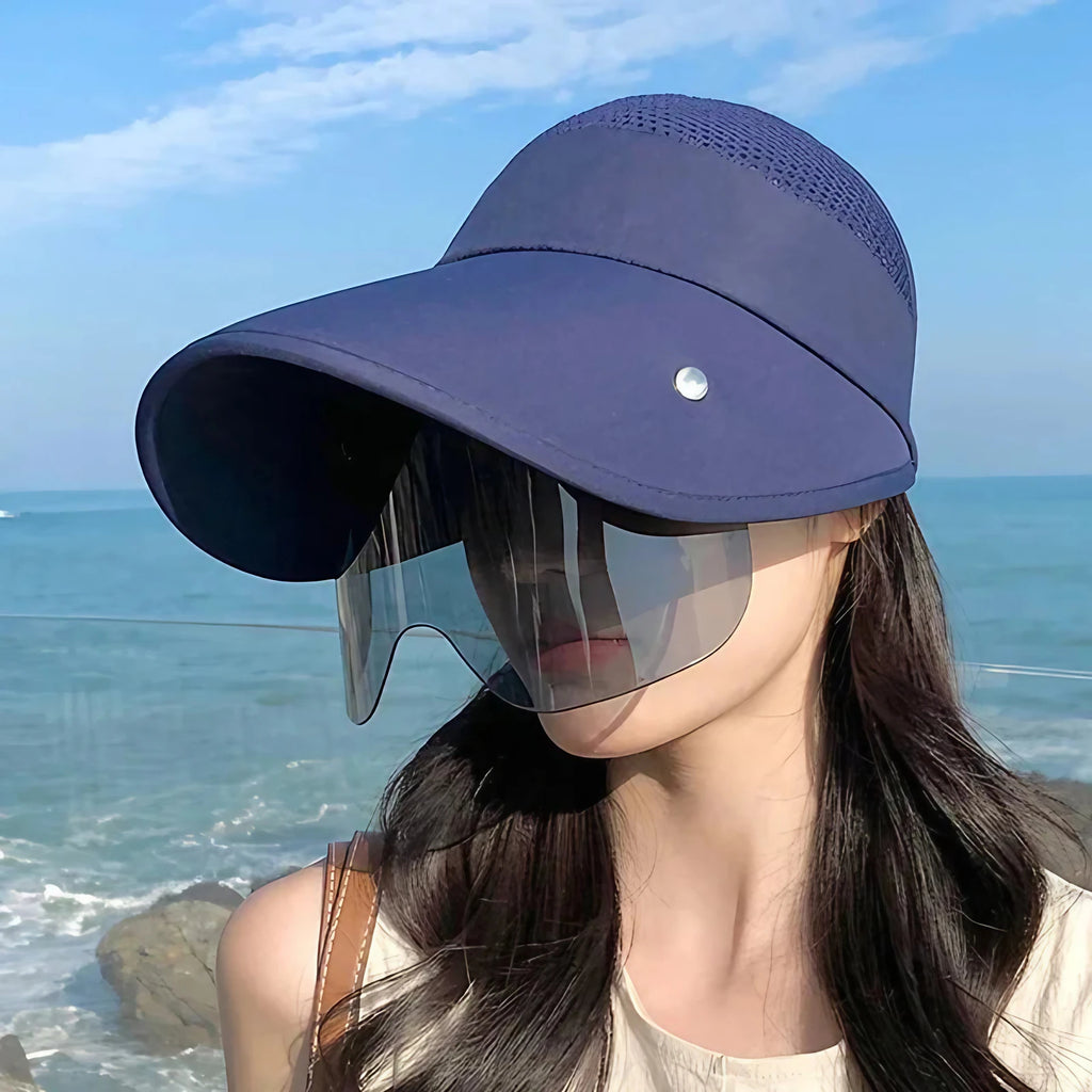 Visière de soleil femme ajustable, six coloris, bleu marine