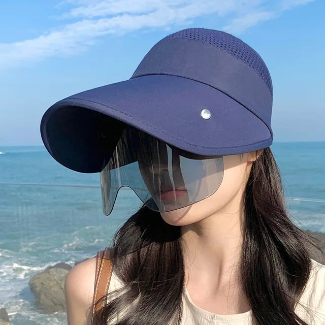 Visière de soleil femme ajustable, six coloris, bleu marine