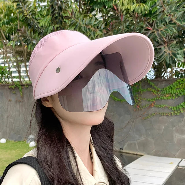 Visière de soleil femme ajustable, six coloris, rose