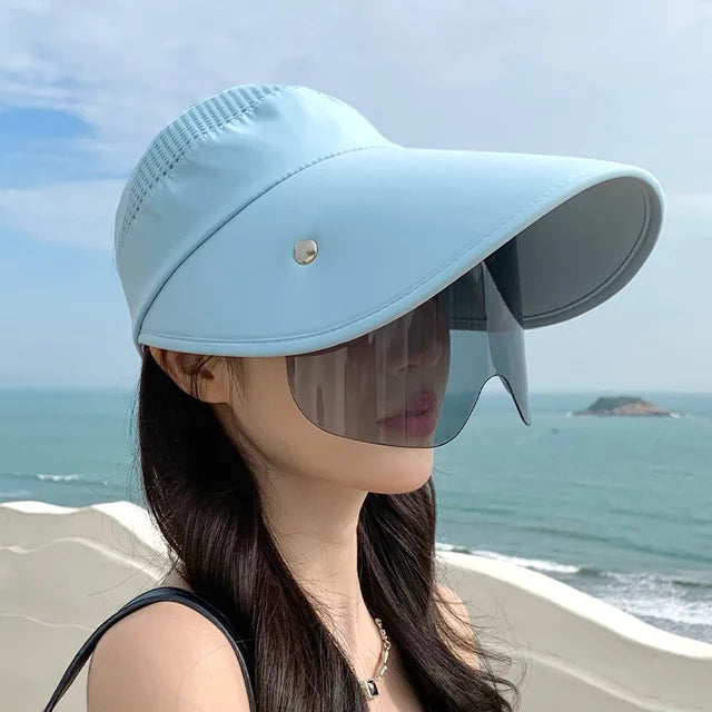 Visière de soleil femme ajustable, six coloris, bleu clair