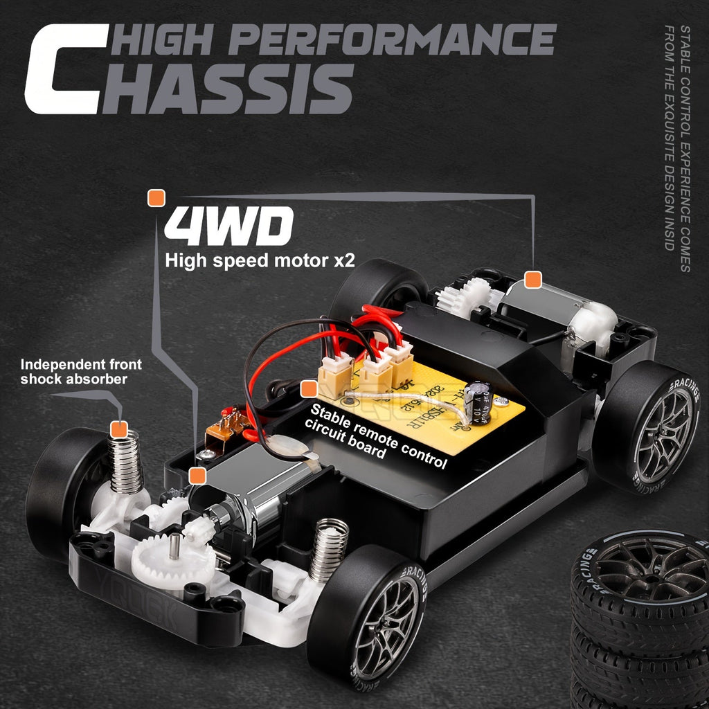 Voiture télécommandée de drift 4x4 à lumières LED, rechargeable
