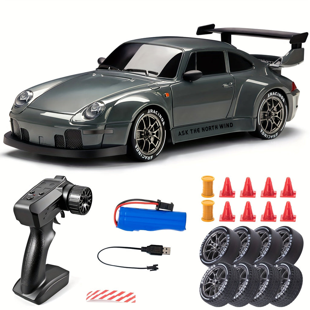 Voiture télécommandée de drift 4x4 à lumières LED, rechargeable