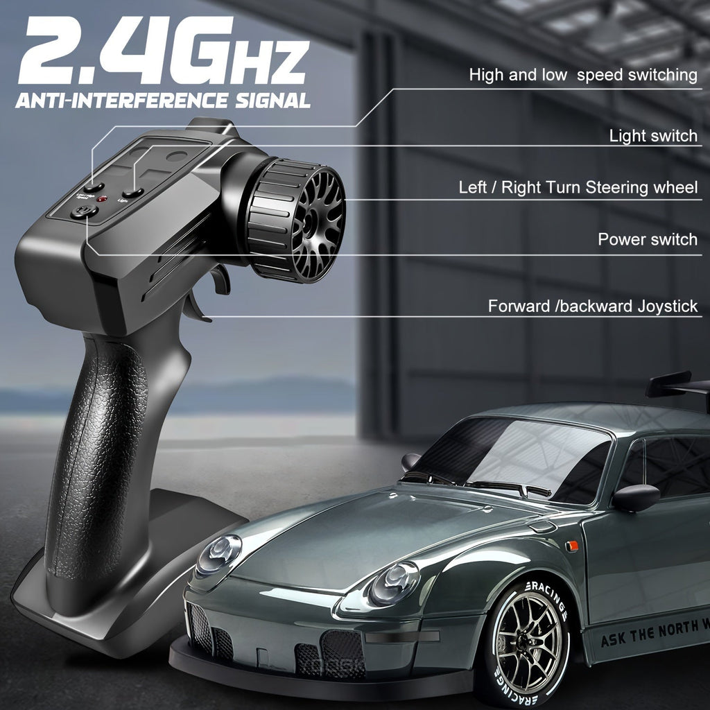 Voiture télécommandée de drift 4x4 à lumières LED, rechargeable