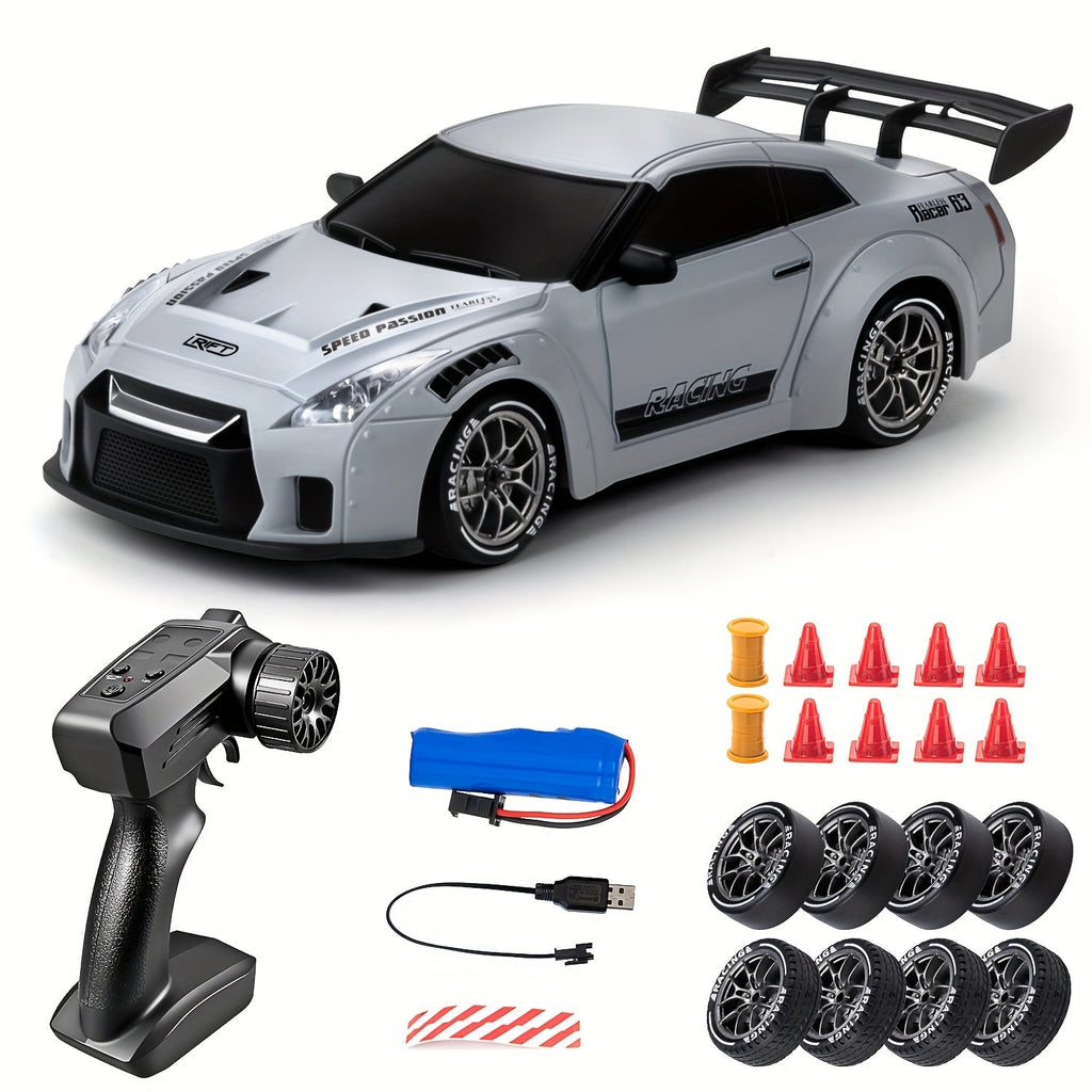 Voiture télécommandée de drift 4x4 à lumières LED, rechargeable