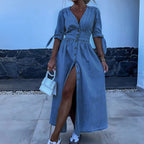 Robe en jean femme bleue, du S au 3XL, bleu