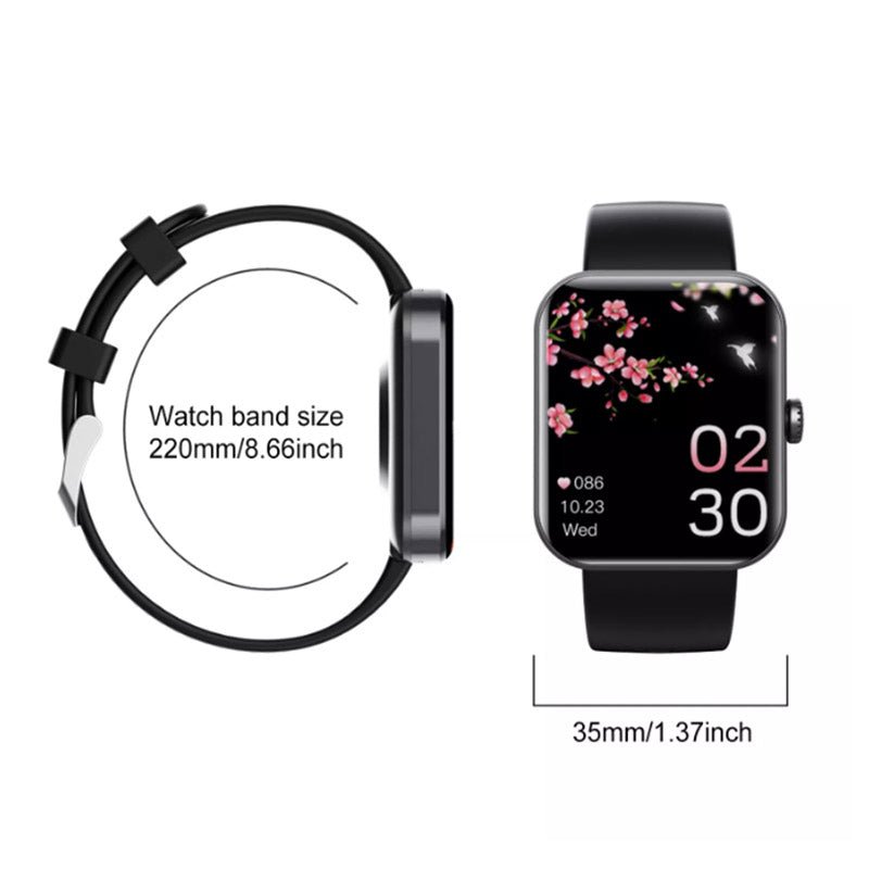 Montre connectée à écran tactile couleur, noire ou rose