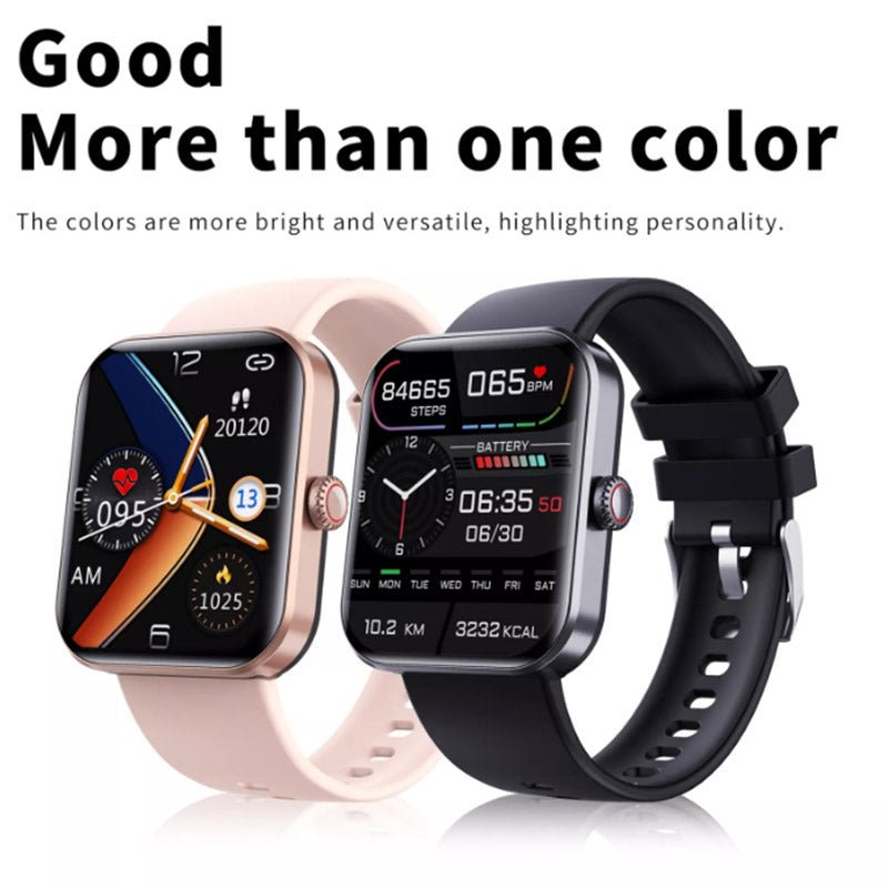 Montre connectée à écran tactile couleur, noire ou rose